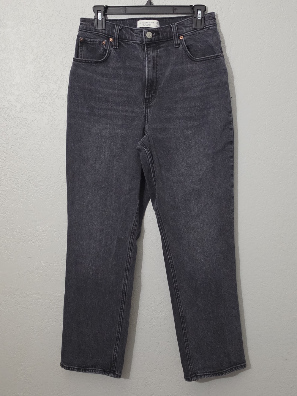 Abercrombie The 90s Straight Ultra High Rise Jeans Charcoal Black Womens 29/8 S